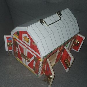 Melissa & Doug Wooden Latches Barn with Red and White Design Farm Realistic Play